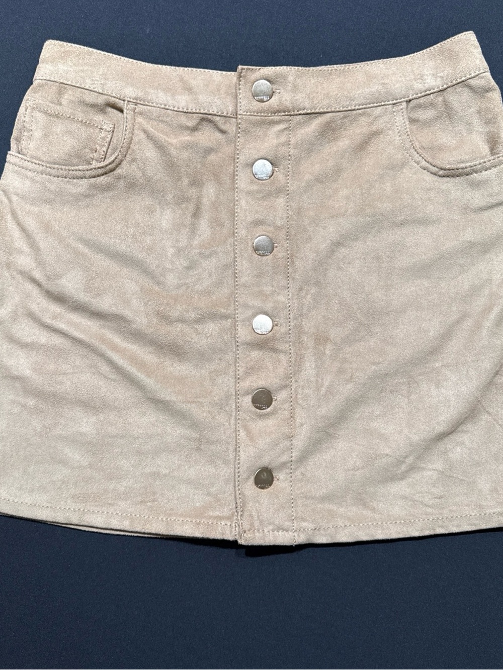 Express Button-Front Faux Suede Mini Skirt - Taupe